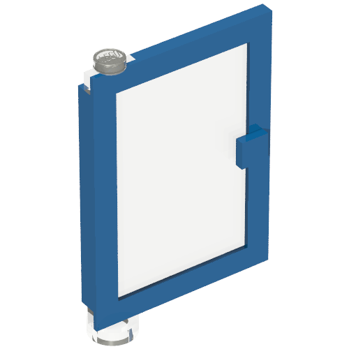 Lego Door 1 x 4 x 5 Left with Trans-Clear Glass / Blue
