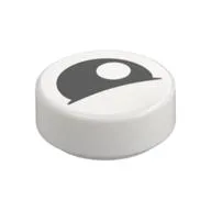 Tile Round 1 x 1 with Black Eye with Off-Side Pupil Partially Closed Print / White