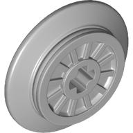 Lego Train Wheel Spoked with Technic Axle Hole and Rubber Friction Band / Light Bluish Gray
