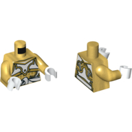 Lego Torso Armor with White Panels and Tied Sash Belt, Pearl Gold Arms, White Hands / Pearl Gold