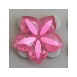 Clikits Icon, Flower 2 x 2 Large, 5 Petals with Pin, and Bright Pink Petal Highlights Print / Trans-Pink