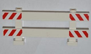 Lego Fence 1 x 8 x 2 2/3 with Red and White Danger Stripes Pattern on Ends (4 Stickers) - Set 4434