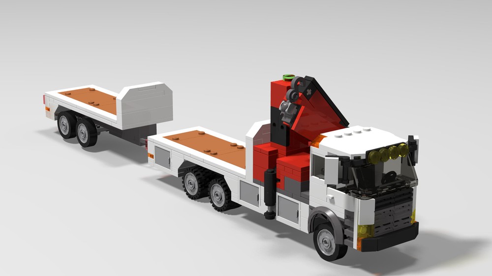 Lego Knuckleboom Crane delivery truck + trailer