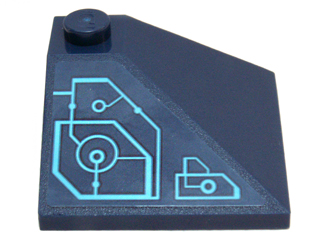 Lego Slope 33 3 x 3 Double Convex with Medium Azure Schematic Circles and Lines Pattern Model Right Side (Sticker) - Set 71200