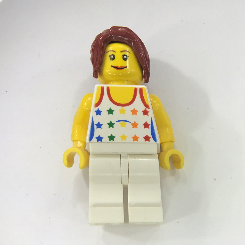 Lego Female with Rainbow Stars on Tank Top and White Legs