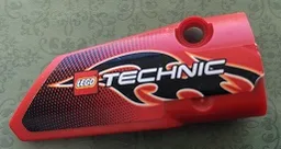 Technic, Panel Fairing # 4 Small Smooth Long, Side B with Black Flames and LEGO Technic Logo Pattern (Sticker) - Set 8051
