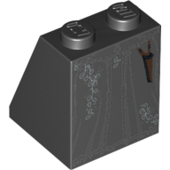 Lego Brick Sloped 65° 2 x 2 x 2 with Bottom Tube with Bellatrix Lestrange Skirt Print / Black