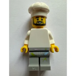 Chef - White Torso, Light Gray Legs, Paint Spots