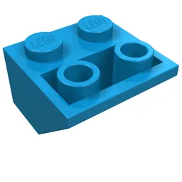 Brick Sloped Inverted 45° 2 x 2 [Ovoid Bottom Pin, Bar-sized Stud Holes] / Dark Azure
