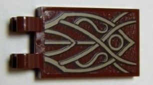 Lego Tile, Modified 2 x 3 with 2 Open O Clips with Dark Brown and Dark Tan Vines Pattern (Sticker) - Set 79006