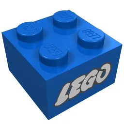 Brick 2 x 2 with LEGO Logo with Open O White with no Black Outline Print