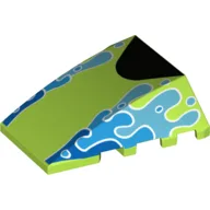 Brick Wedged, Curved 4 x 4 No Top Studs with Water Splashes, Black triangle Print / Lime