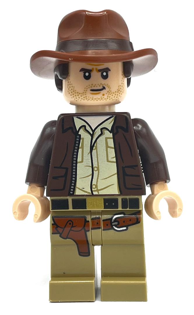 Lego Indiana Jones in Dark Brown Jacket, Tan Shirt, Light Nougat Hands