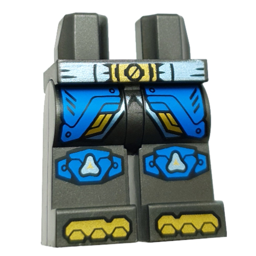 Lego Hips and Pearl Titanium Legs with Medium Azure Belt, Gold Belt Buckle, Toes, Medium Azure Robe Ends, Knee Pads print / Pearl Titanium