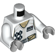 Lego Torso Vest, Utility Belt, Pockets, ID Badge, Tan Scarf Print (Hoth Rebel), White Arms, Light Bluish Gray Hands / White