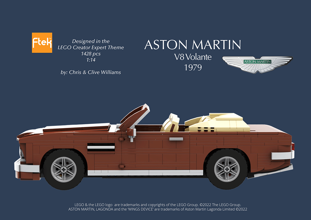 Lego Aston Martin V8 Volante 1979 in Madagascar Brown with Magnolia & Brown Trim