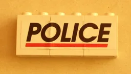 Stickered Assembly 6 x 1 x 2 with Black 'POLICE' and Red Stripe Pattern (Sticker) - Set 6545