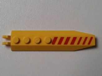 Lego Hinge Plate 1 x 8 with Angled Side Extensions with Red Diagonal Stripes Pattern Model Left Side (Sticker) - Set 7712