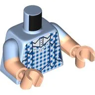 Torso, Dual Molded Arms, Blue Plaid Dress, Straps, White Shirt Print, Bright Light Blue Sleeves Pattern, Light Nougat Arms and Hands / Bright Light Blue