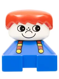 Duplo 2 x 2 x 2 Figure Brick, Blue Base with Suspenders, White Head with Freckles on Nose, Red Male Hair