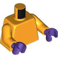 Lego Torso, Orange Arms, Dark Purple Hands [Plain] / Bright Light Orange