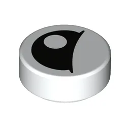Tile Round 1 x 1 with Black Eye with Off-Side Pupil Partially Closed Print