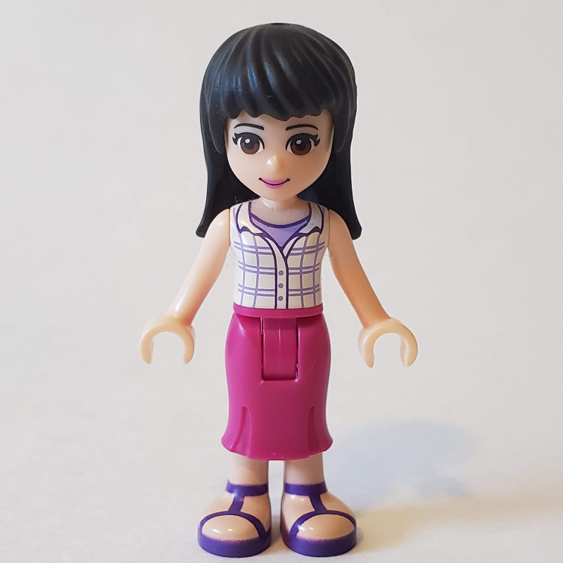 Lego Maya - White Plaid Top, Magenta Dress