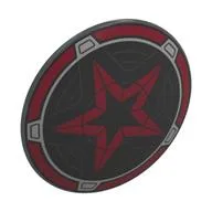 Shield Round Bowed with Dark Red Border, Dark Red Star on Black Field Print