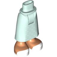 Lego Minidoll Hips and Skirt with Nougat Exposed Ankles, White Dots, Shoes print / Light Aqua