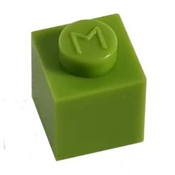 Modulex Brick 1 x 1 with M on Stud / Modulex Pastel Green