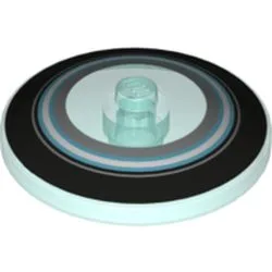 Dish 4 x 4 Inverted [Radar] with Black, Light Blue, and Metallic Silver Circles Print