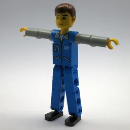 Technic Figure Blue Legs, Blue Top with Zip and Pockets, Light Gray Arms / [No Color/Any Color]