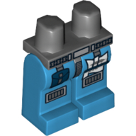 Lego Hips and Dark Azure Legs with Pocket and Patch and Knee Pads Print / Dark Bluish Gray