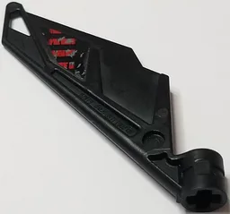 Bionicle Wing Small / Tail with Axle Hole with Black and Red Striped Damaged Panel Plate Pattern (Sticker) - Set 5972