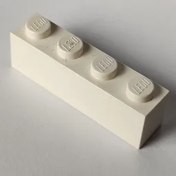 Brick 1 x 4 with Bottom Tubes, Lowered Center Cross Support / White