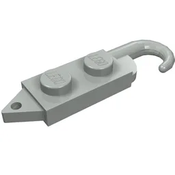 Hook, Plate 1 x 2 with Crane Hook Left / Light Gray
