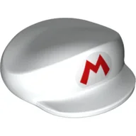 Nintendo Figure, Hat, Large, with Red Mario Logo Print / White