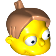 Lego Minifig Head Special, Simpsons, Martin Prince with Nougat Hair Print / Yellow