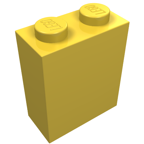 Lego Brick 1 x 2 x 2 with Inside Axle Holder / Yellow