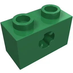 Technic Brick 1 x 2 with Axle Hole Type 2 [X Opening] / Green