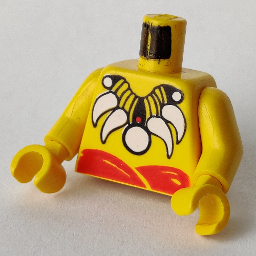 Lego Torso Bare Chest with Bone Necklace Print, Yellow Arms and Hands / Yellow