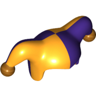 Lego Jester's Cap with Dark Purple Left Side and Gold Pom Poms Print / Bright Light Orange