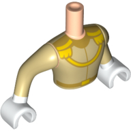 Lego Minidoll Torso Man with Arms and White Hands with Tan Top and Sleeves with Gold Necklace Print / Light Nougat