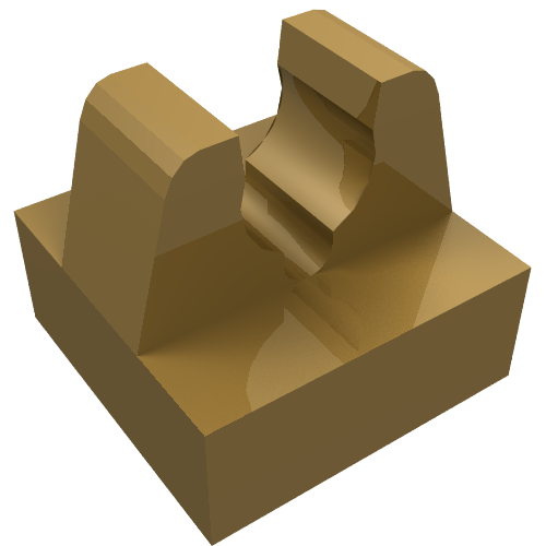 Lego Tile Special 1 x 1 with Clip with Rounded Tips and Center Cut / Pearl Gold