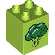 Duplo Brick 2 x 2 x 2 with Broccoli Print / Lime