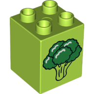 Lego Duplo Brick 2 x 2 x 2 with Broccoli Print / Lime
