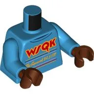 Torso, Red 'WSQK', Yellow 'The Squawk 94.5FM' Print, Dark Azure Arms, Reddish Brown Hands