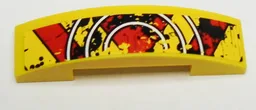Slope, Curved 4 x 1 x 2/3 Double with Yellow and Red Stripes and 3 White Half Circles Top Pattern (Sticker) - Set 9093