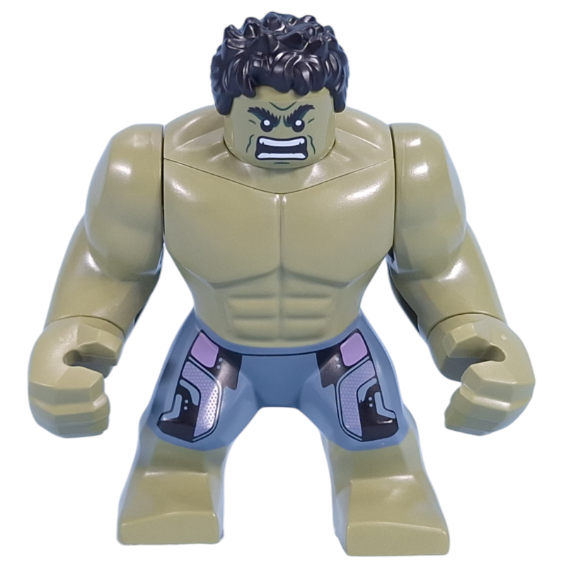 Lego Hulk (Big Fig), Olive Green, Black Hair, Removable Head, Sand Blue Pants