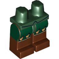 Lego Hips and Reddish Brown Legs with Dark Green Pants with Gold Trim Print / Dark Green